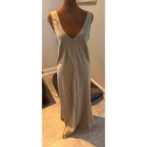 Lapointe Cream Satin V Neck Sleeveless Maxi Dress with V-Neck sz 8